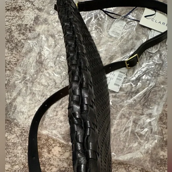 NWT Clare V grande Fanny belt bag in black woven zig zag - Picture 13 of 16